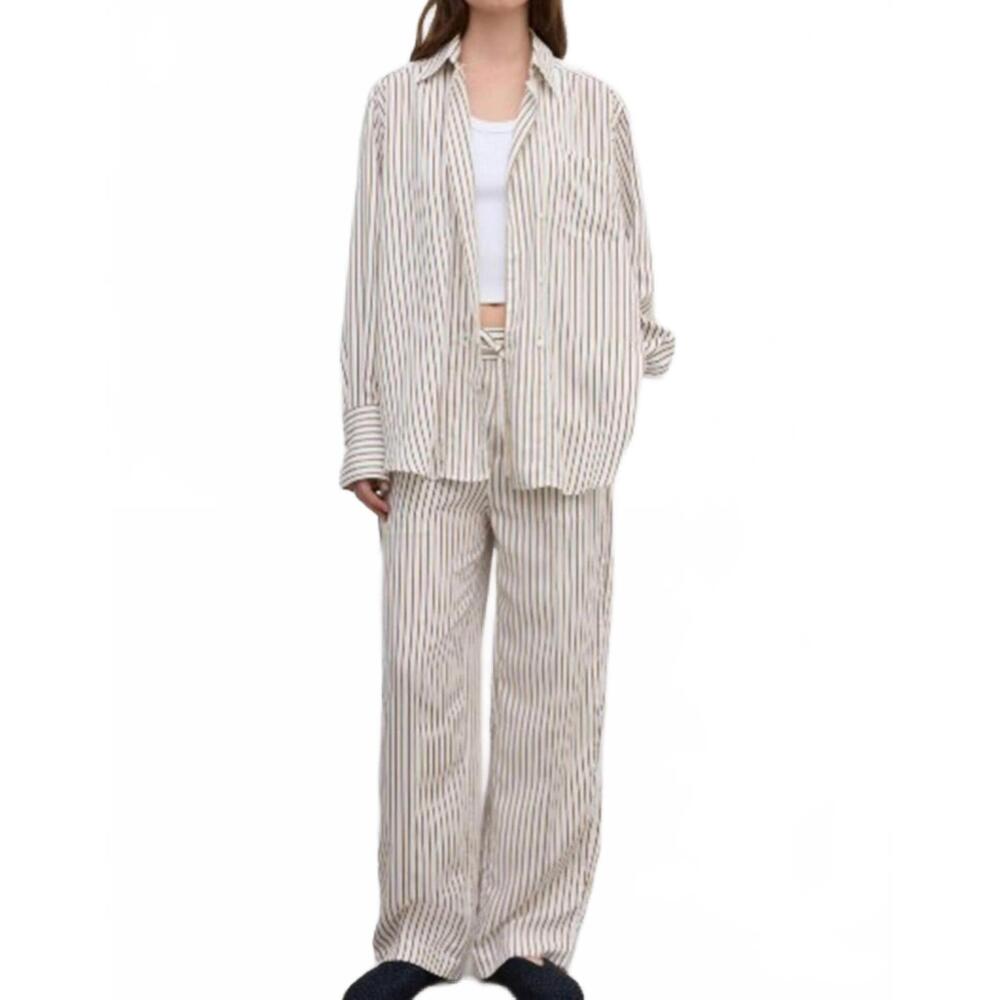 NEW HOUSE OF DAGMAR relaxed straight trousers in cream/white